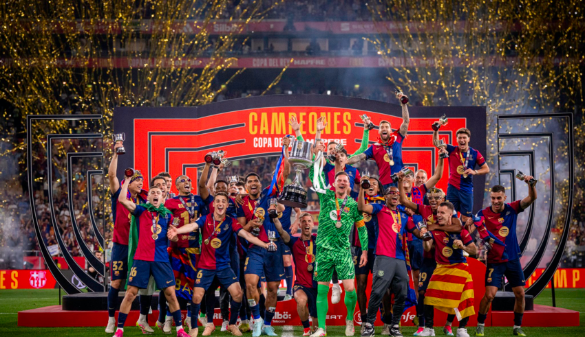 شاهد رقصات لاعبي برشلونة.. ومراسم التتويج بكأس ملك إسبانيا (فيديو) 1 wp header logo17457120092108462952